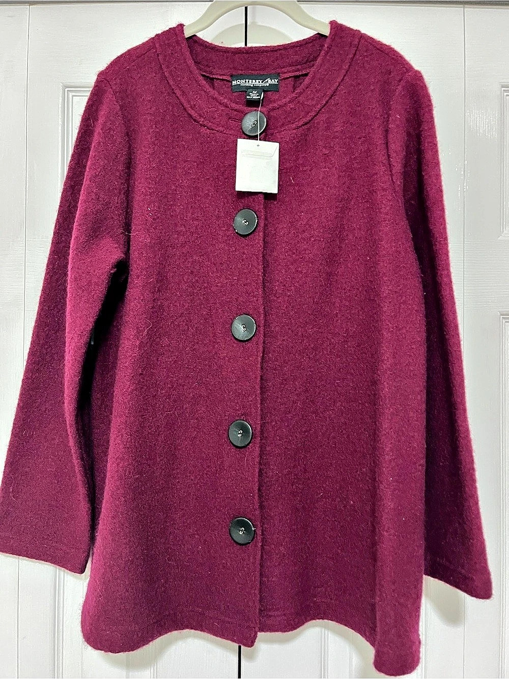 Monterey Bay 100% Wool Berry Burgundy Swing Coat Jacket – Women’s M